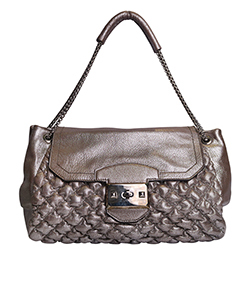 Quilted Tote, Leather, Silver, 236716, 3*